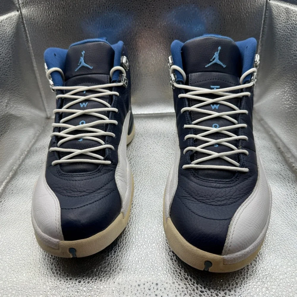 Size 11 Air‎ Jordan 12 Retro Obsidian Navy White Mens Sneaker Shoes 130690-410